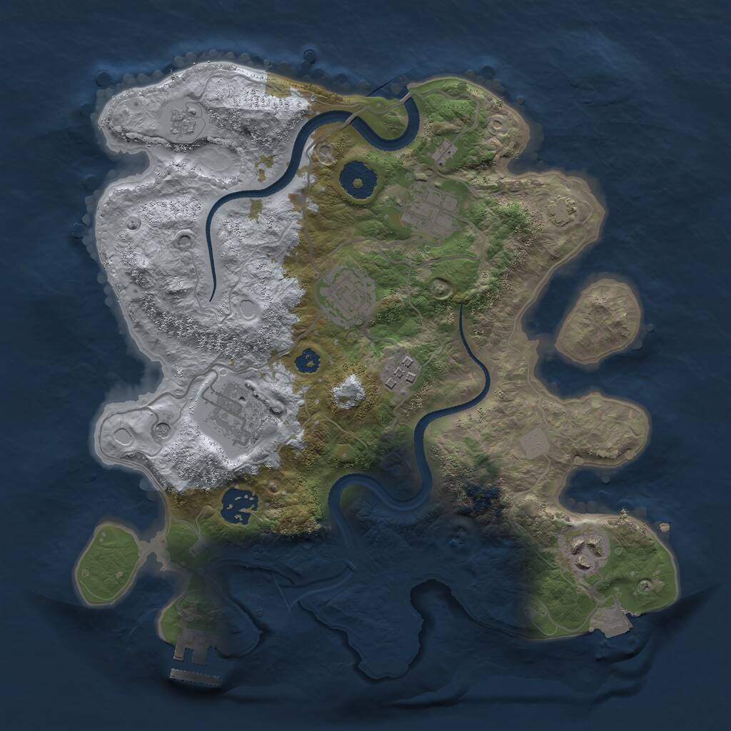Rust Map: Procedural Map, Size: 3000, Seed: 1859764684, 11 Monuments