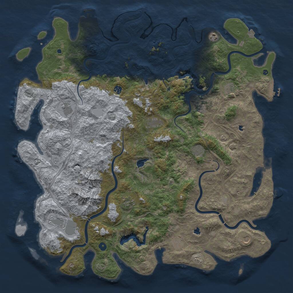 Rust Map: Procedural Map, Size: 5500, Seed: 6555127, 17 Monuments