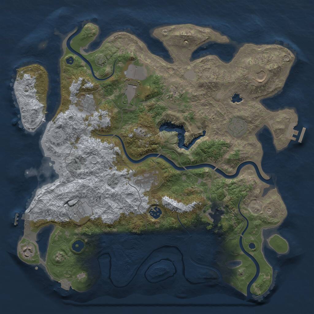 Rust Map: Procedural Map, Size: 4050, Seed: 1645654753, 17 Monuments