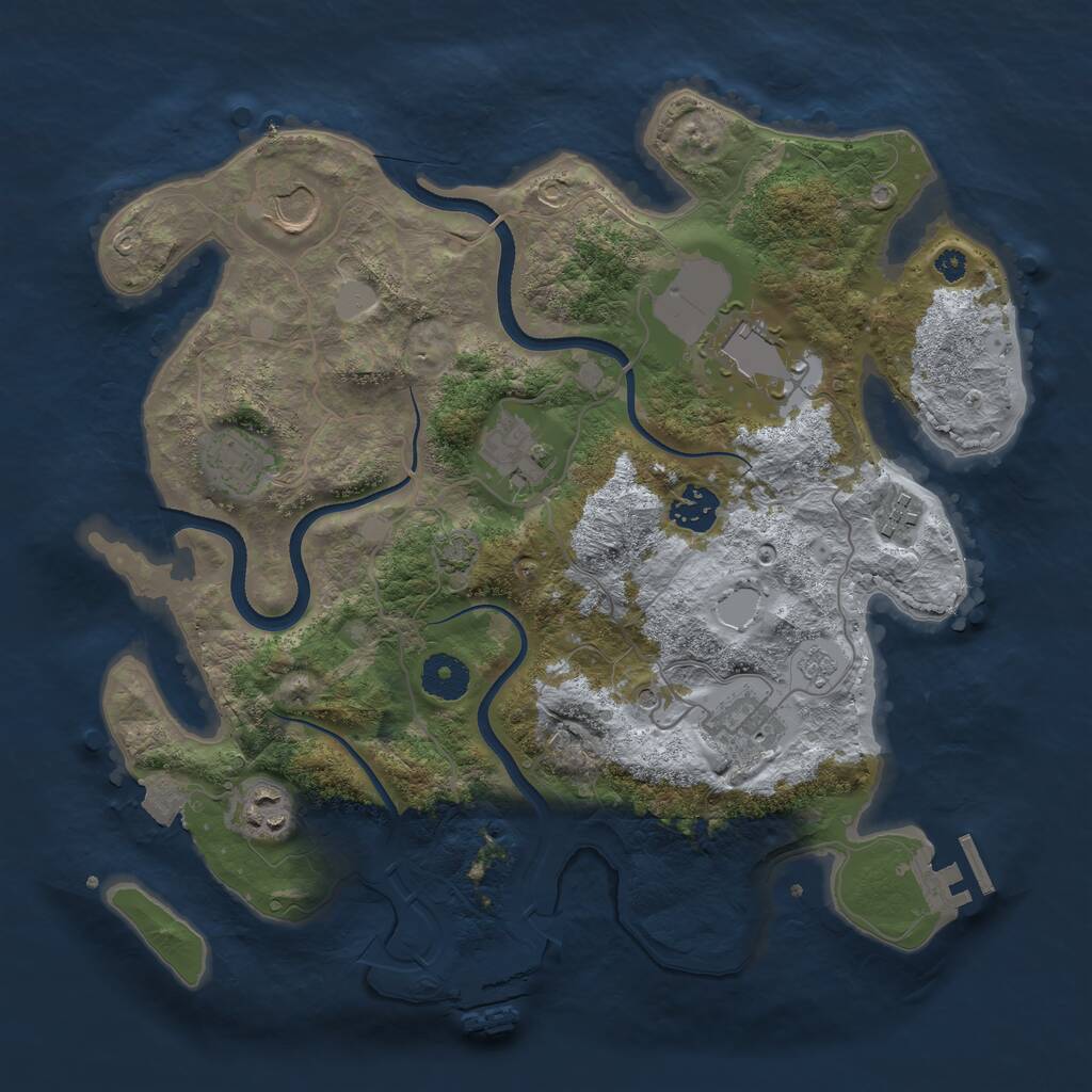 Rust Map: Procedural Map, Size: 3500, Seed: 743879224, 14 Monuments