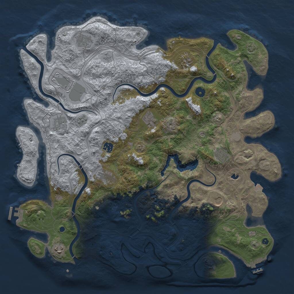 Rust Map: Procedural Map, Size: 4500, Seed: 840001156, 17 Monuments