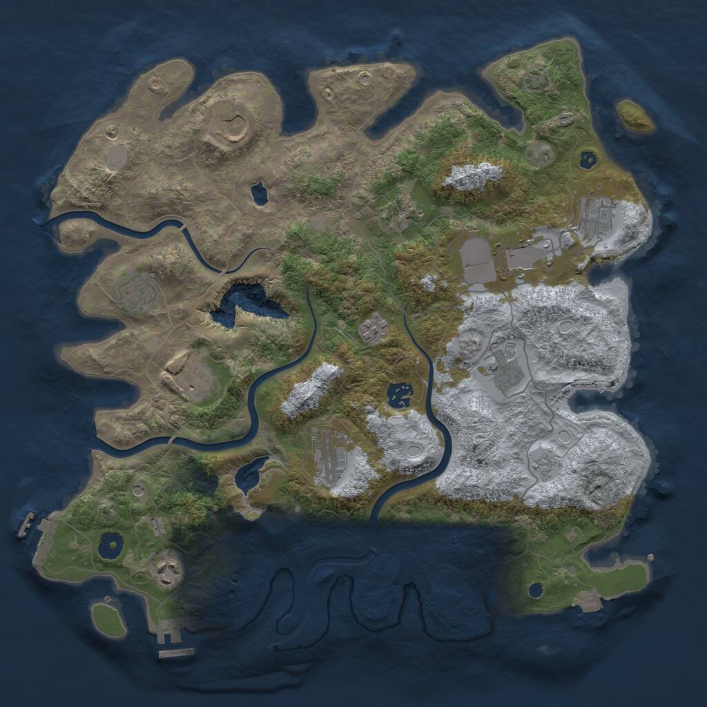 Rust Map: Procedural Map, Size: 4000, Seed: 2069425719, 17 Monuments