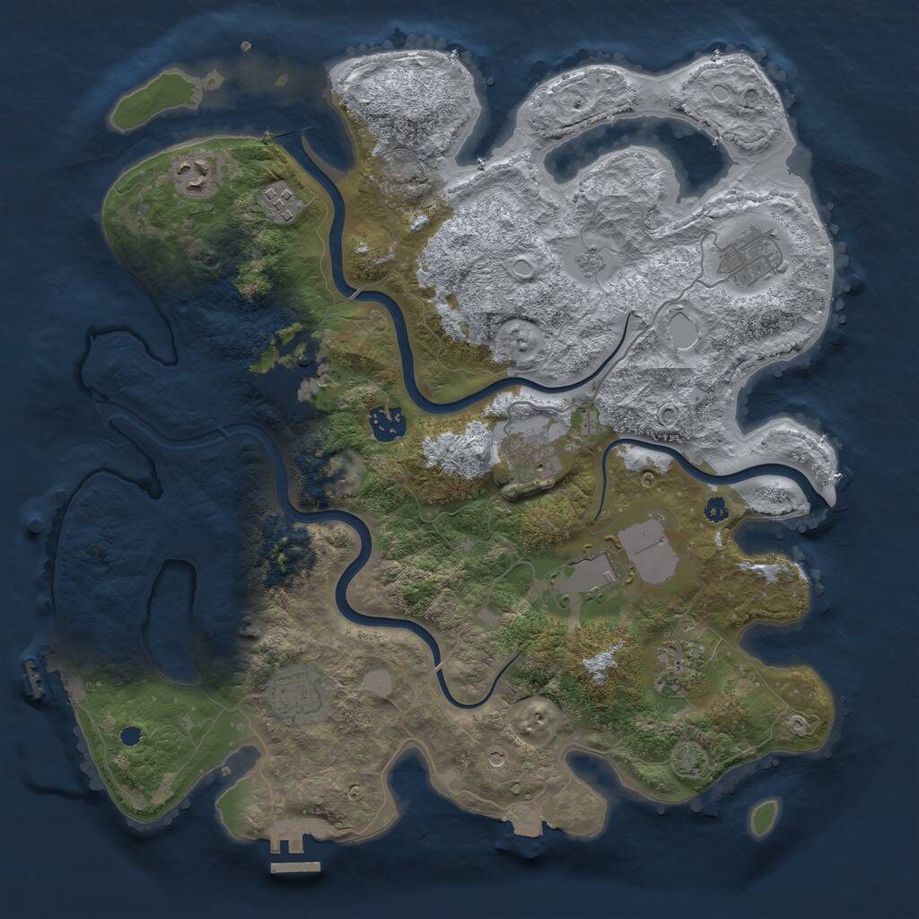 Rust Map: Procedural Map, Size: 3750, Seed: 1125221829, 15 Monuments