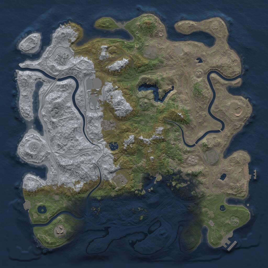 Rust Map: Procedural Map, Size: 4500, Seed: 166904769, 17 Monuments