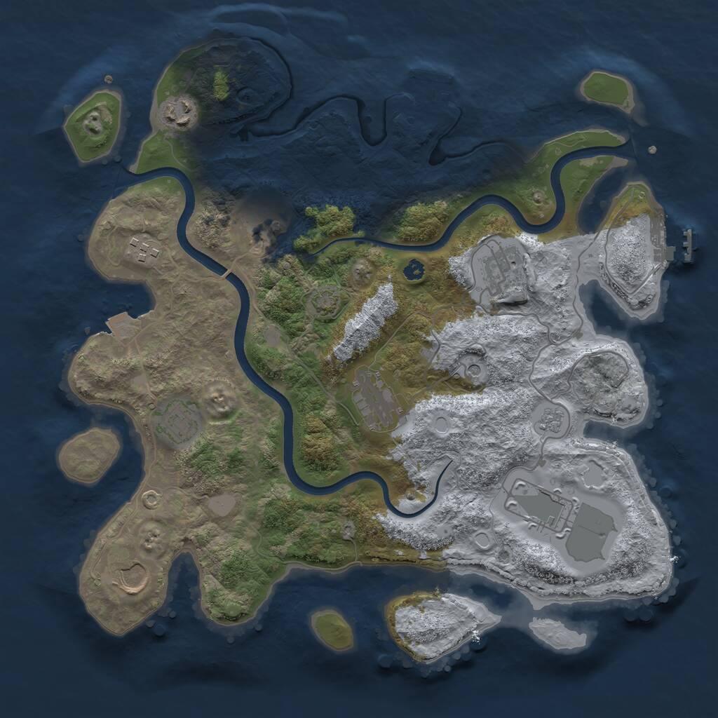 Rust Map: Procedural Map, Size: 3500, Seed: 126694655, 14 Monuments