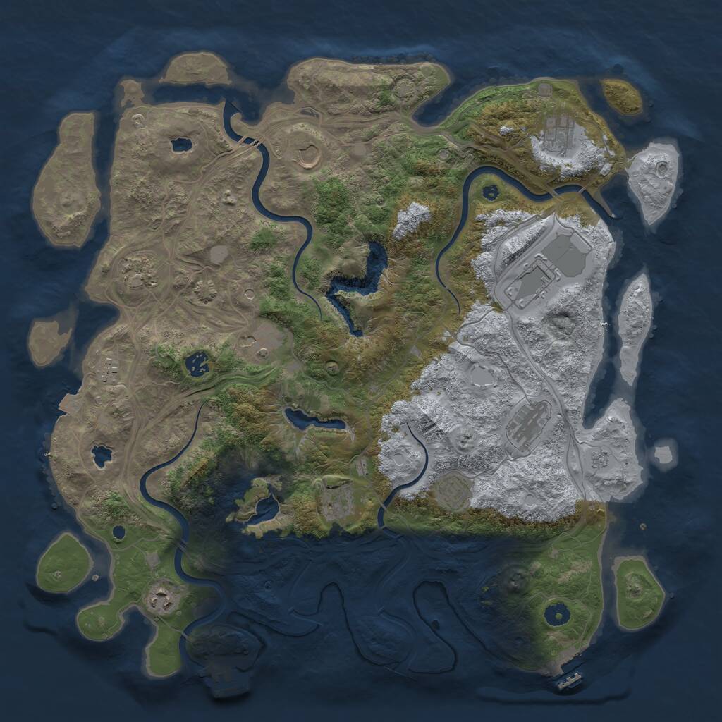 Rust Map: Procedural Map, Size: 4500, Seed: 1161756777, 17 Monuments