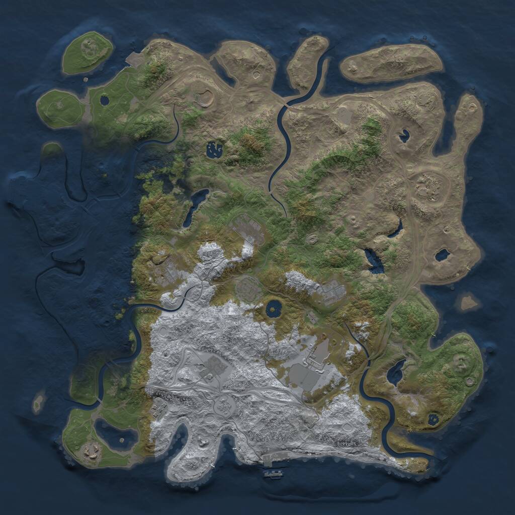 Rust Map: Procedural Map, Size: 4500, Seed: 863563, 17 Monuments