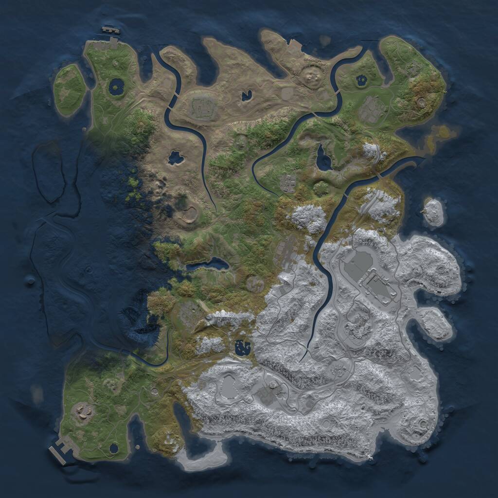 Rust Map: Procedural Map, Size: 4500, Seed: 2096508686, 17 Monuments