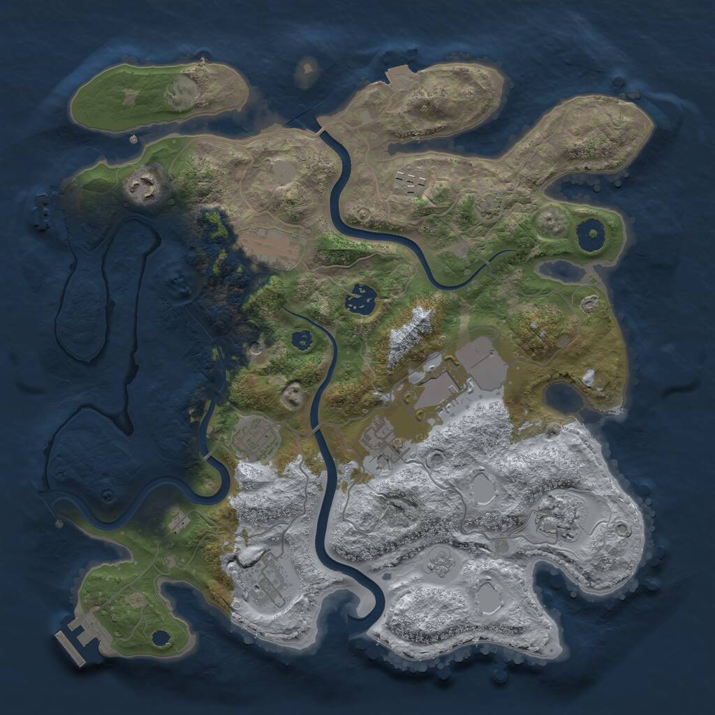 Rust Map: Procedural Map, Size: 3500, Seed: 1441243799, 15 Monuments