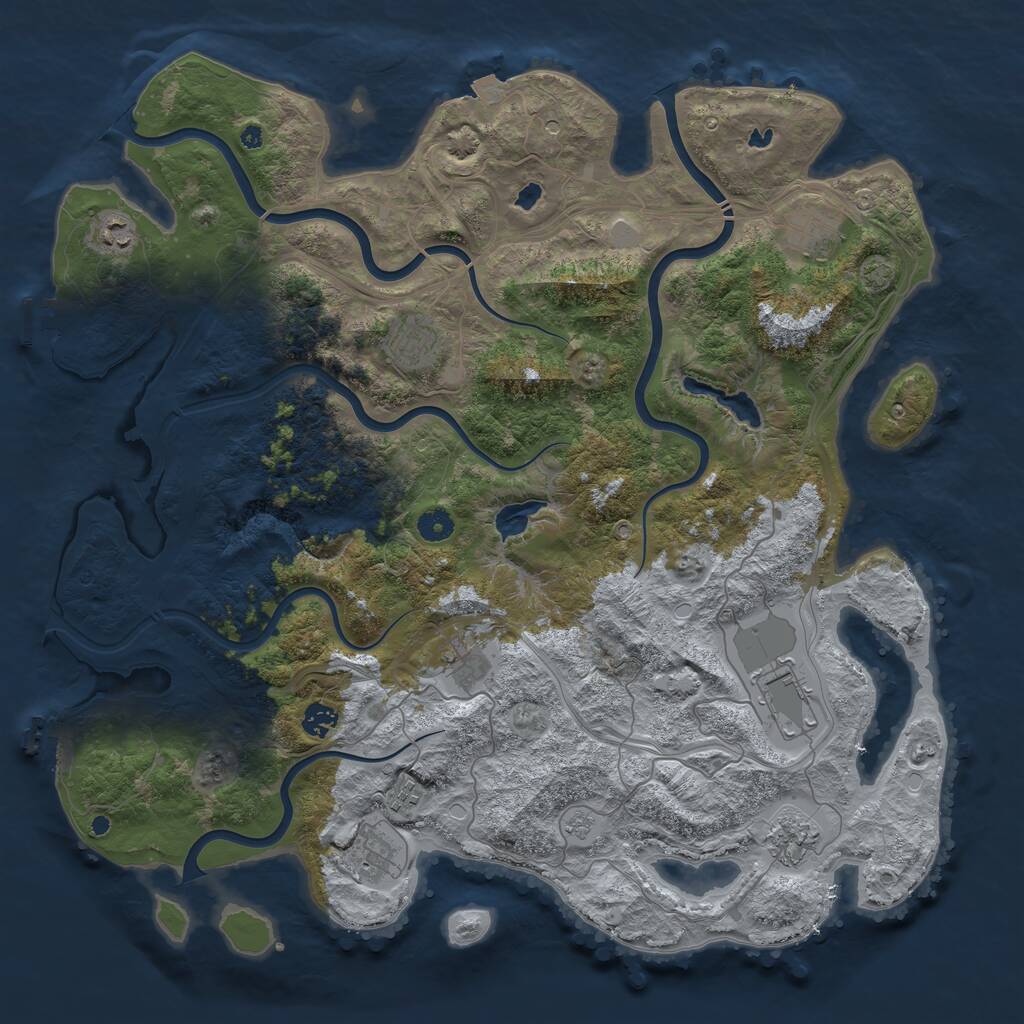 Rust Map: Procedural Map, Size: 4500, Seed: 1636124035, 15 Monuments