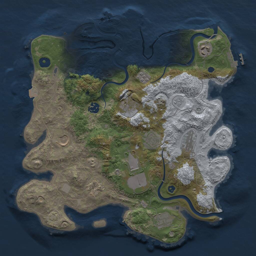 Rust Map: Procedural Map, Size: 3500, Seed: 717415777, 16 Monuments