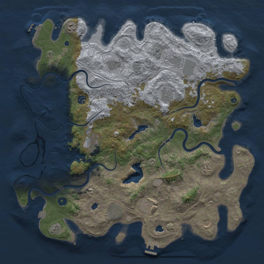 Rust Map: Procedural Map, Size: 4500, Seed: 512191451, 17 Monuments