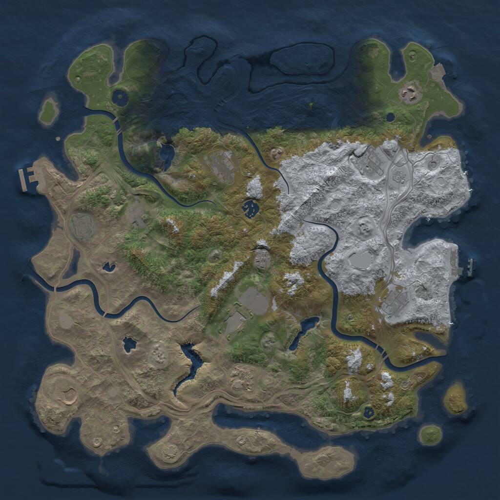 Rust Map: Procedural Map, Size: 4500, Seed: 326817991, 17 Monuments