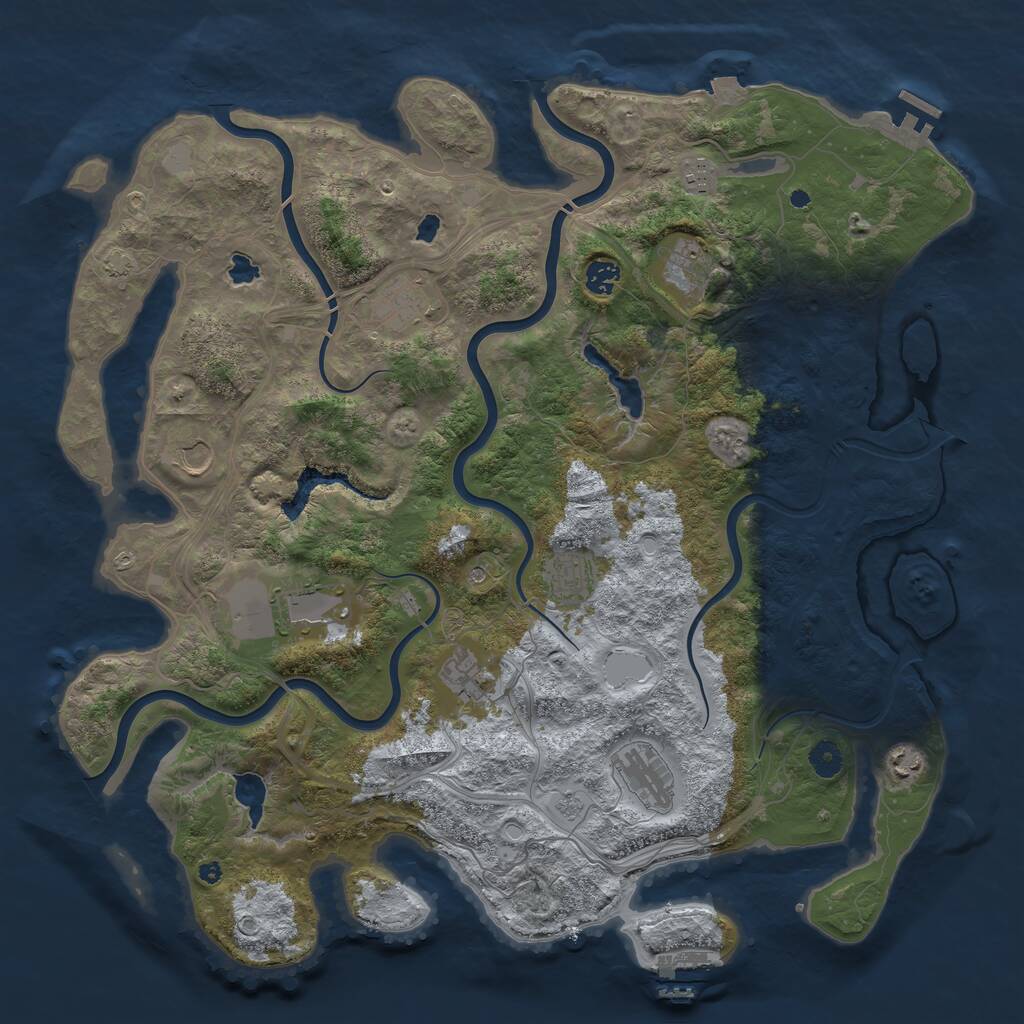 Rust Map: Procedural Map, Size: 4500, Seed: 694001123, 16 Monuments