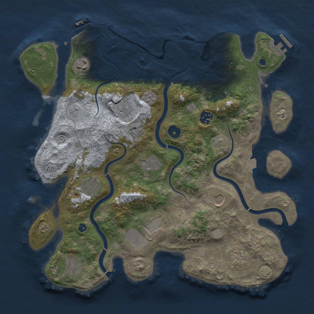 Rust Map: Procedural Map, Size: 3750, Seed: 1140505306, 16 Monuments