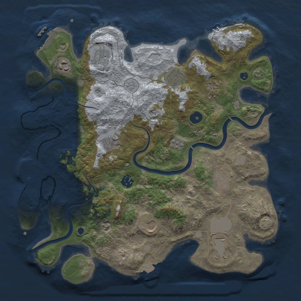 Rust Map: Procedural Map, Size: 3750, Seed: 1202133216, 16 Monuments