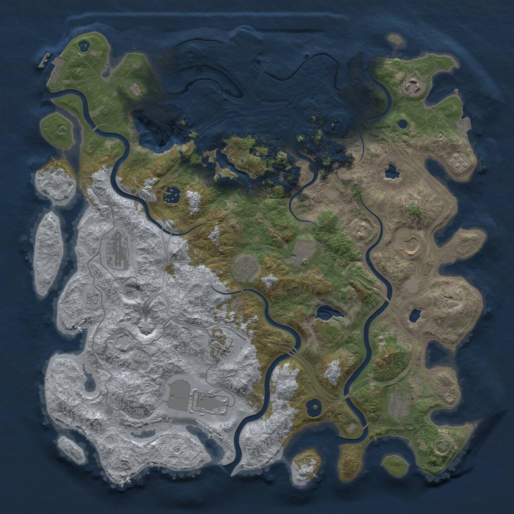 Rust Map: Procedural Map, Size: 4500, Seed: 464828927, 16 Monuments