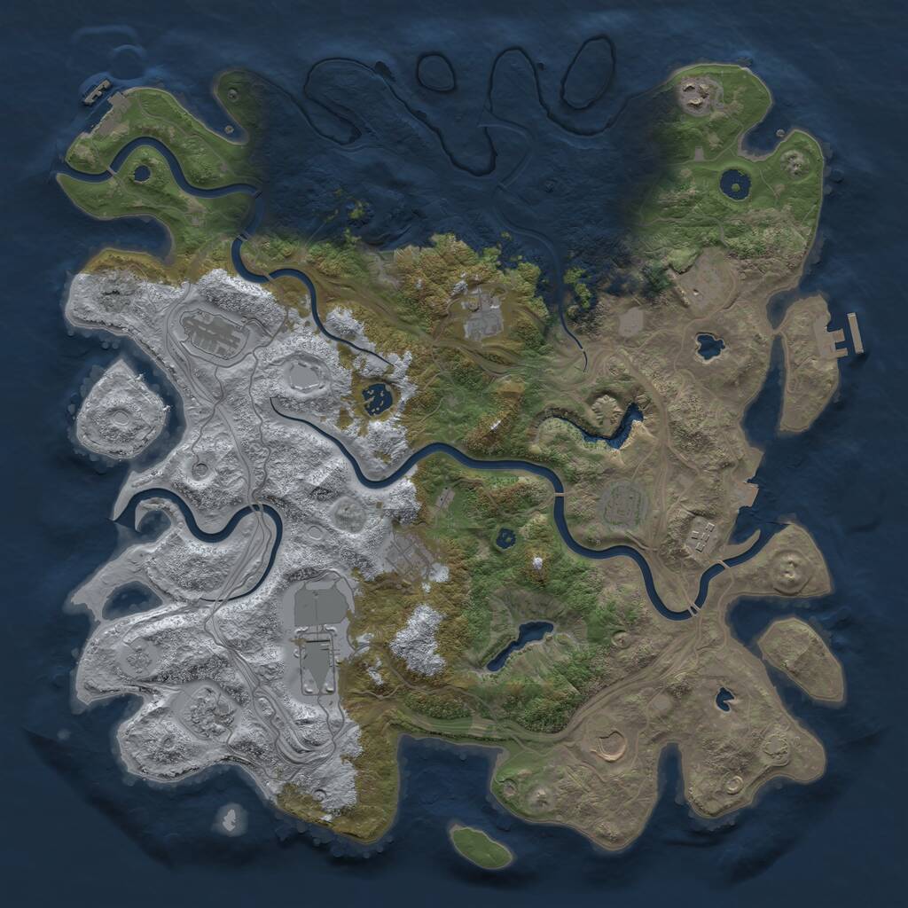 Rust Map: Procedural Map, Size: 4500, Seed: 481555147, 17 Monuments