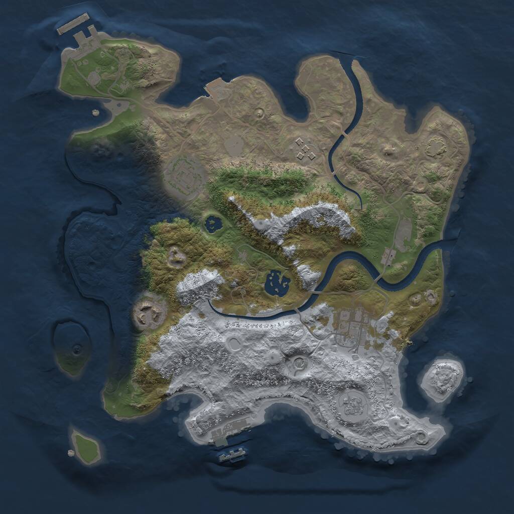 Rust Map: Procedural Map, Size: 3000, Seed: 41775, 11 Monuments