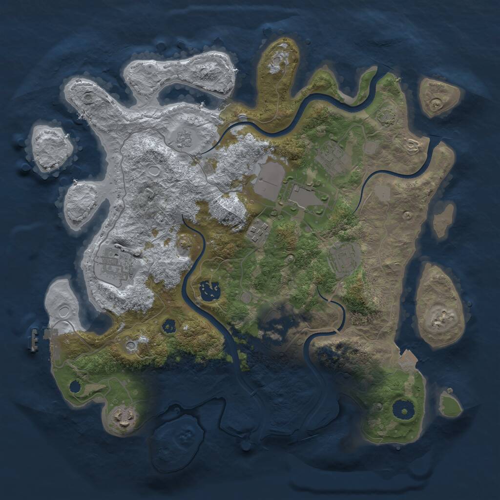 Rust Map: Procedural Map, Size: 3500, Seed: 809878854, 13 Monuments