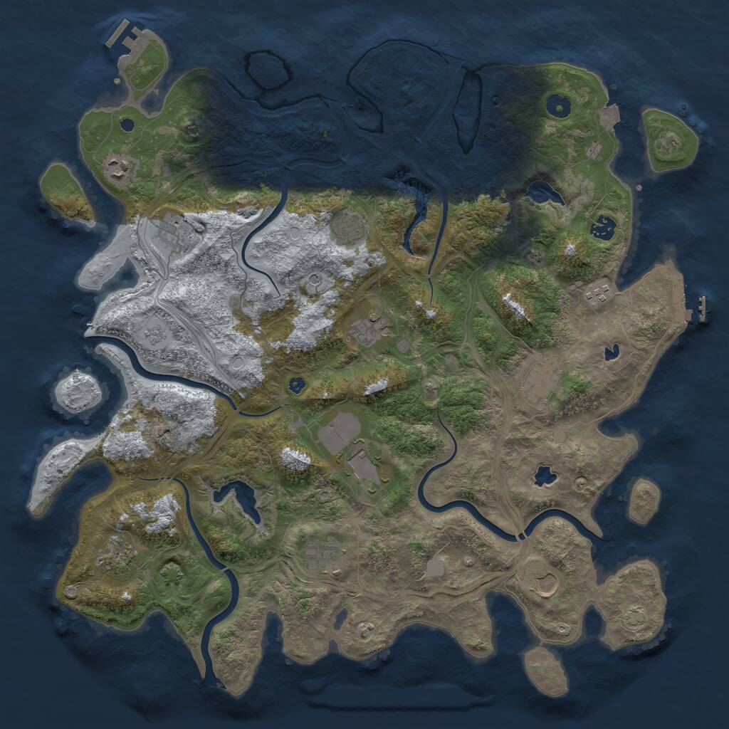 Rust Map: Procedural Map, Size: 4500, Seed: 713654521, 17 Monuments
