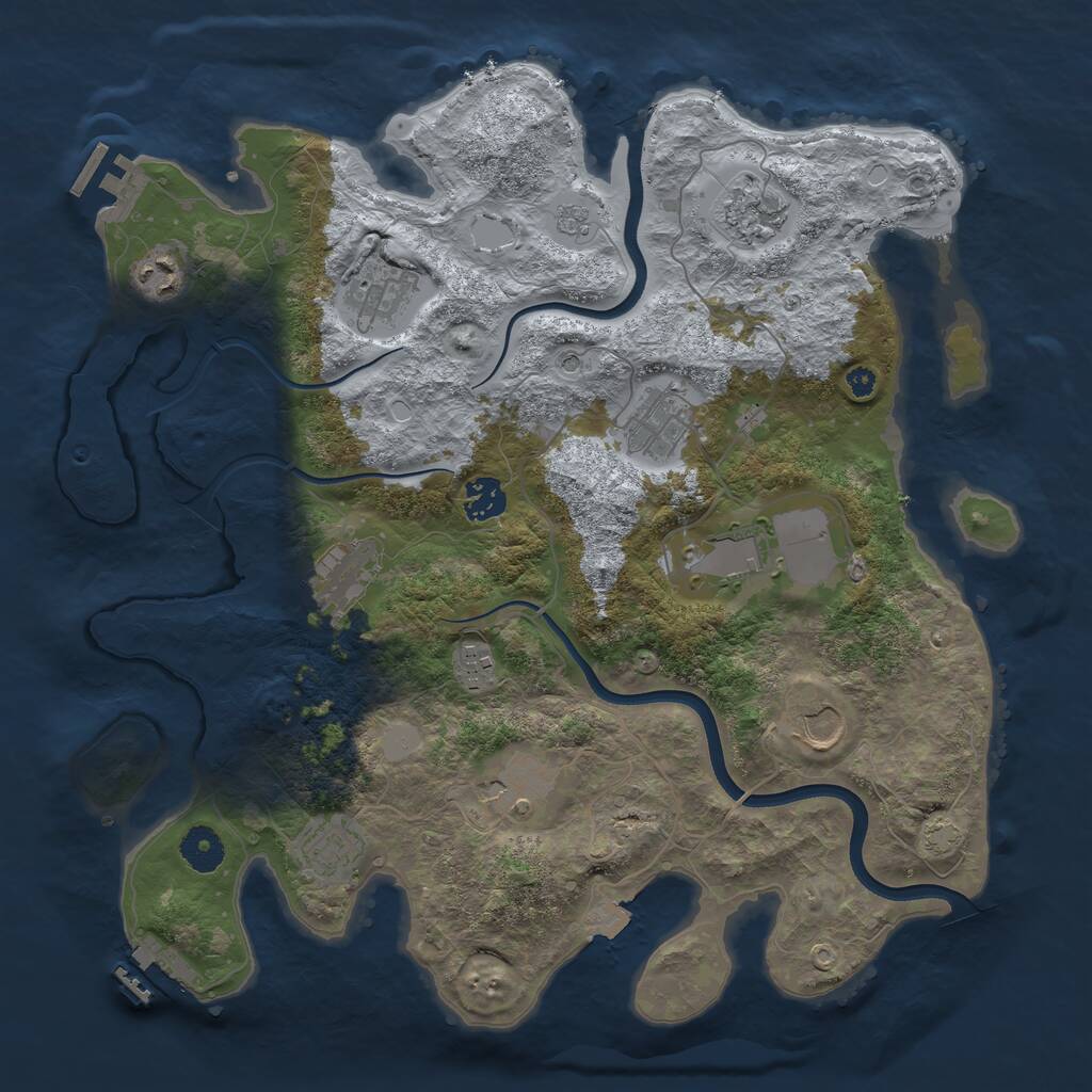 Rust Map: Procedural Map, Size: 3750, Seed: 428663457, 17 Monuments