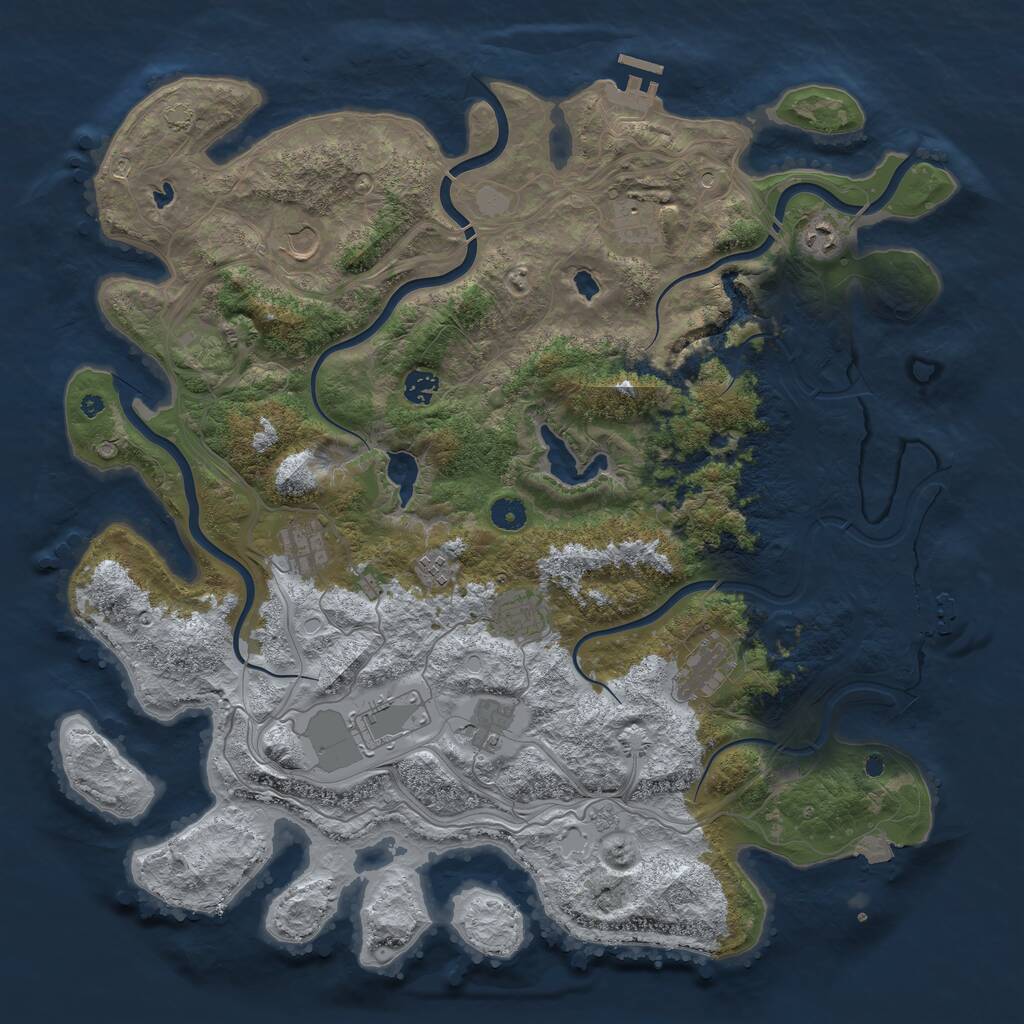 Rust Map: Procedural Map, Size: 4500, Seed: 994435868, 16 Monuments
