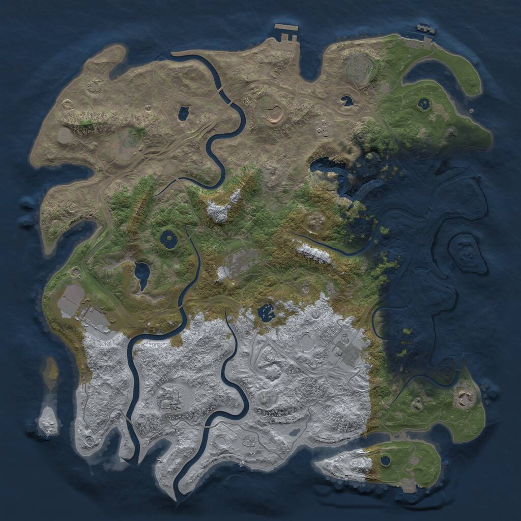 Rust Map: Procedural Map, Size: 4500, Seed: 864048828, 16 Monuments