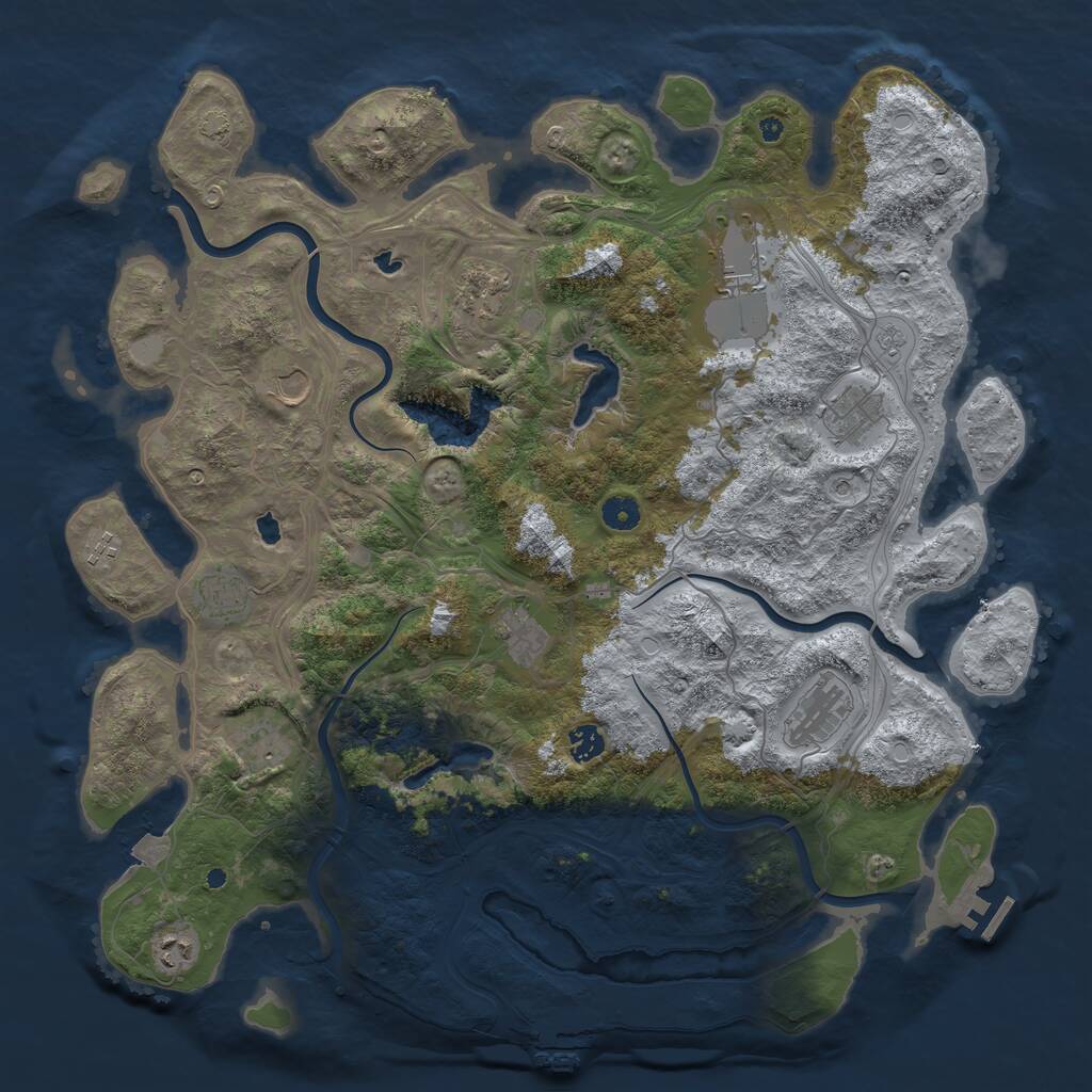 Rust Map: Procedural Map, Size: 4500, Seed: 64723375, 17 Monuments