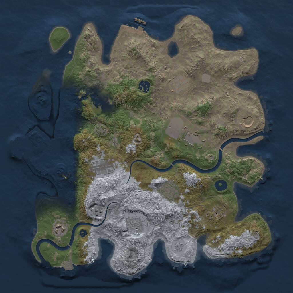 Rust Map: Procedural Map, Size: 3750, Seed: 76524622, 17 Monuments