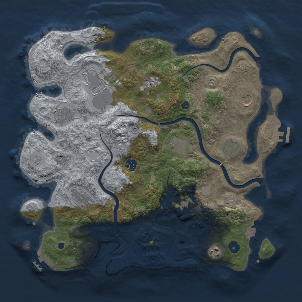 Rust Map: Procedural Map, Size: 3900, Seed: 887630954, 17 Monuments