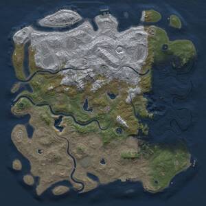 Thumbnail Rust Map: Procedural Map, Size: 5000, Seed: 1115596940, 17 Monuments