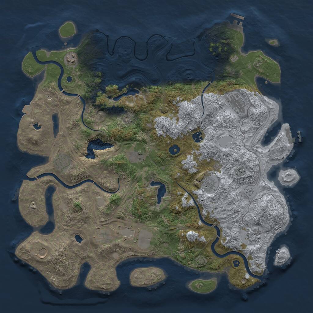 Rust Map: Procedural Map, Size: 4500, Seed: 1997789349, 17 Monuments
