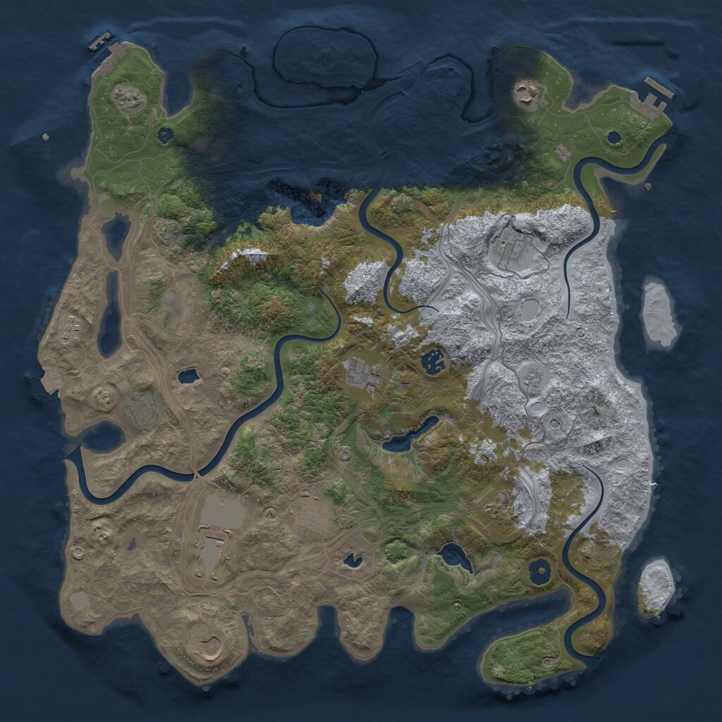 Rust Map: Procedural Map, Size: 4500, Seed: 1412286963, 17 Monuments