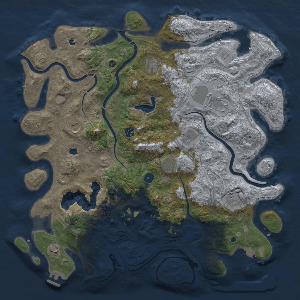 Rust Map: Procedural Map, Size: 4500, Seed: 809076573, 14 Monuments