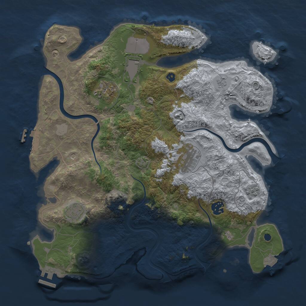 Rust Map: Procedural Map, Size: 3500, Seed: 220086159, 12 Monuments