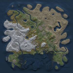 Thumbnail Rust Map: Procedural Map, Size: 4500, Seed: 59376679, 17 Monuments