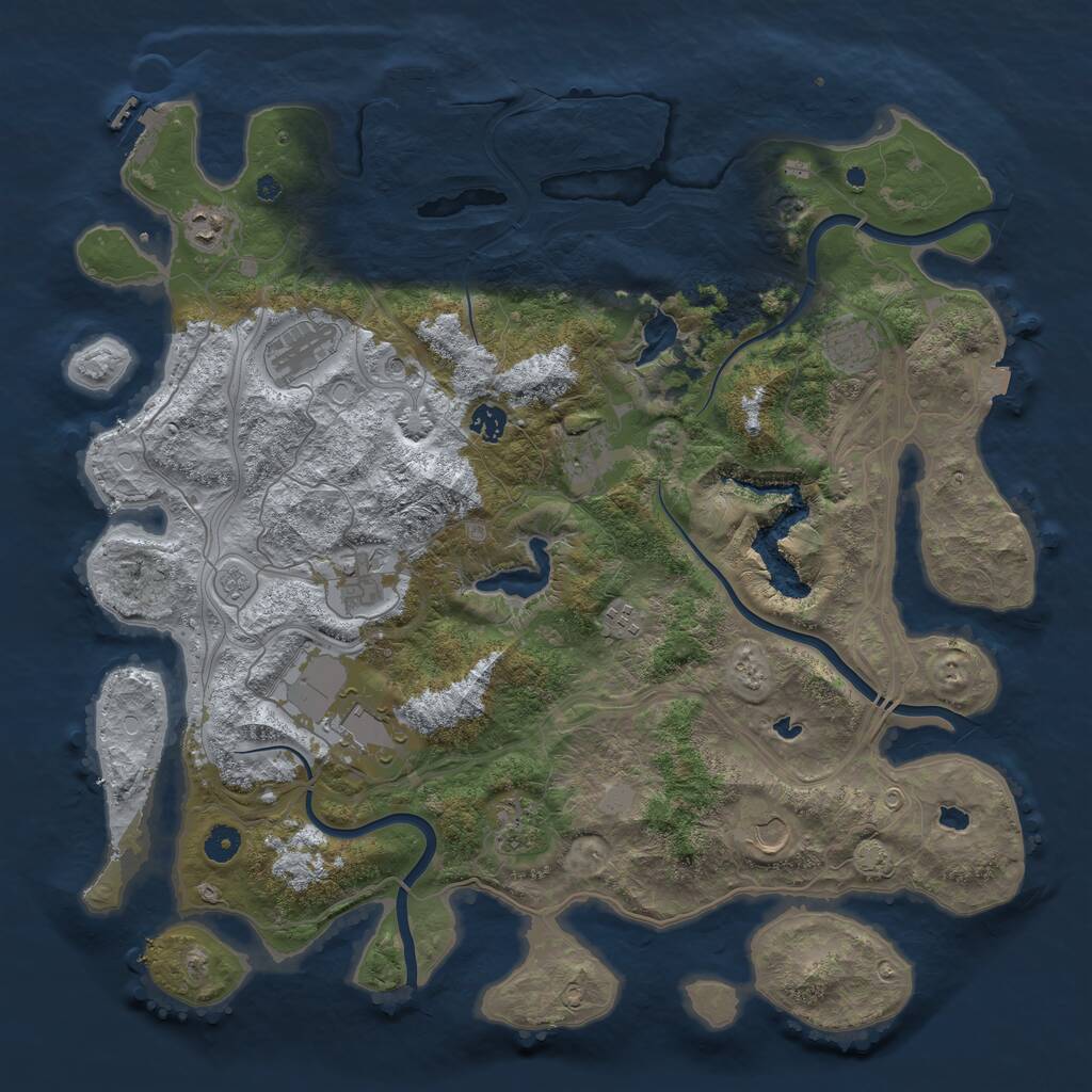 Rust Map: Procedural Map, Size: 4500, Seed: 849410903, 16 Monuments