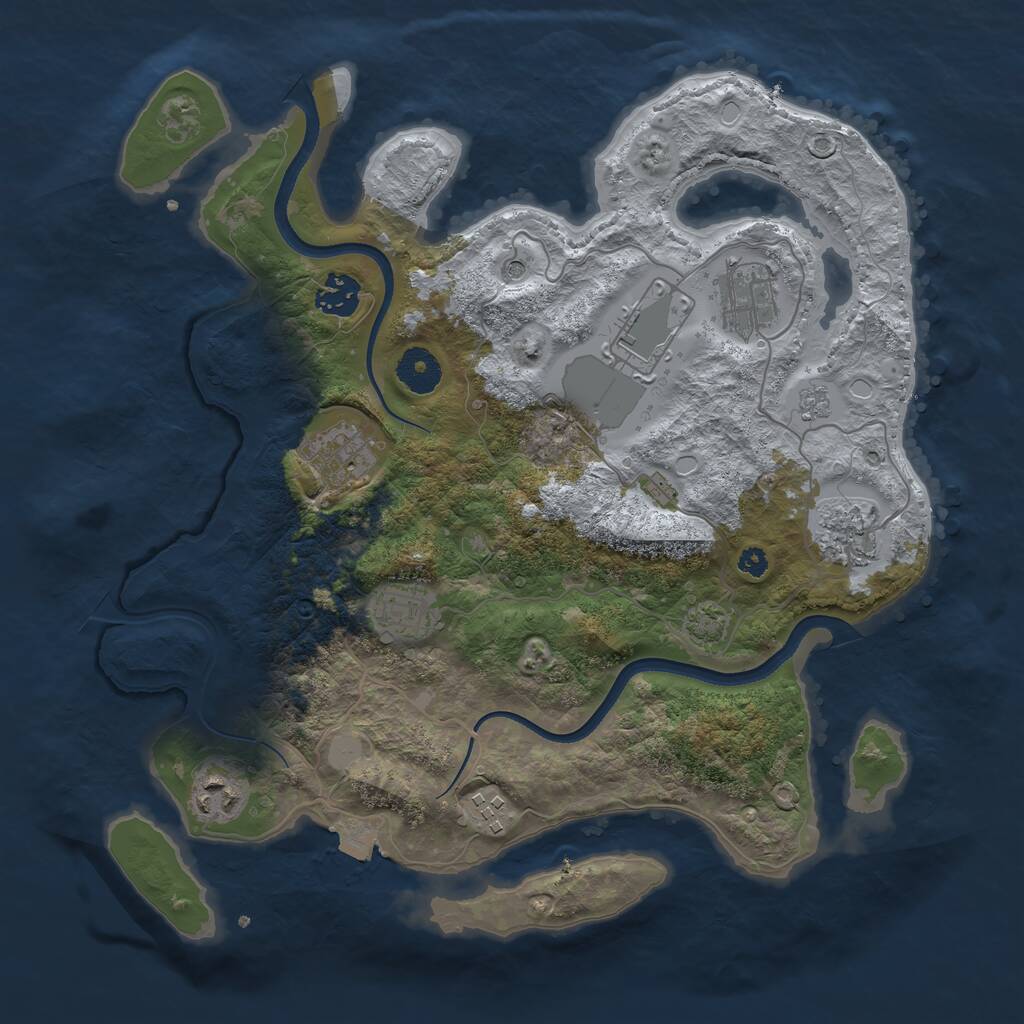 Rust Map: Procedural Map, Size: 3500, Seed: 72435649, 12 Monuments