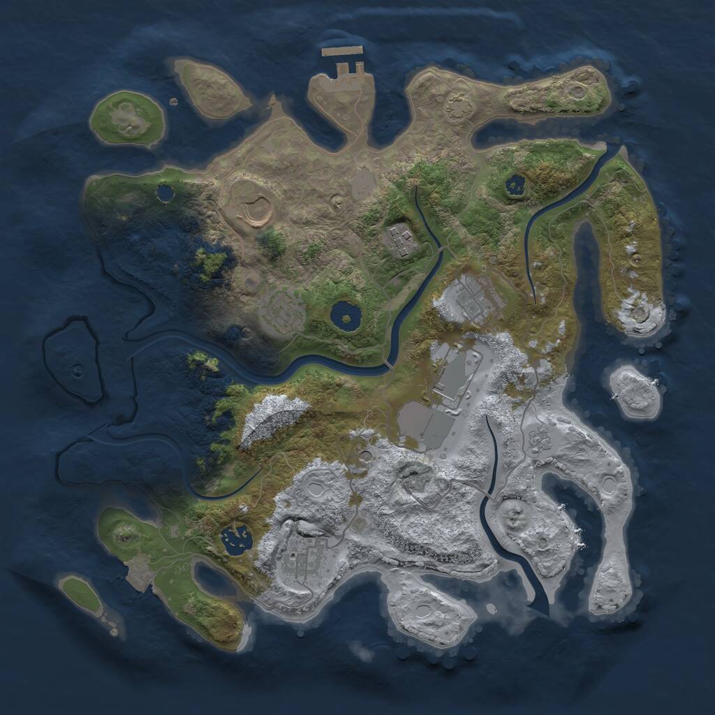 Rust Map: Procedural Map, Size: 3500, Seed: 46420, 12 Monuments