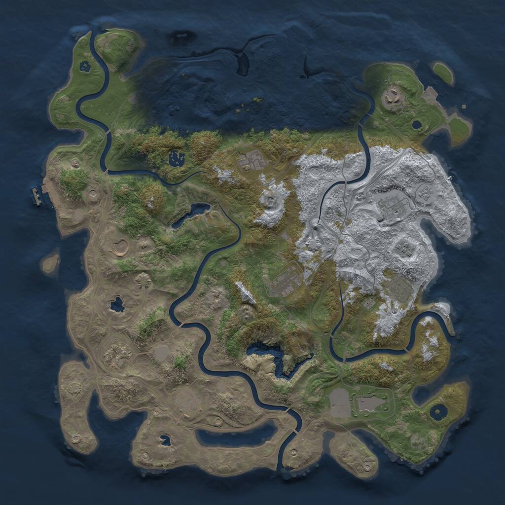 Rust Map: Procedural Map, Size: 4500, Seed: 883968846, 17 Monuments