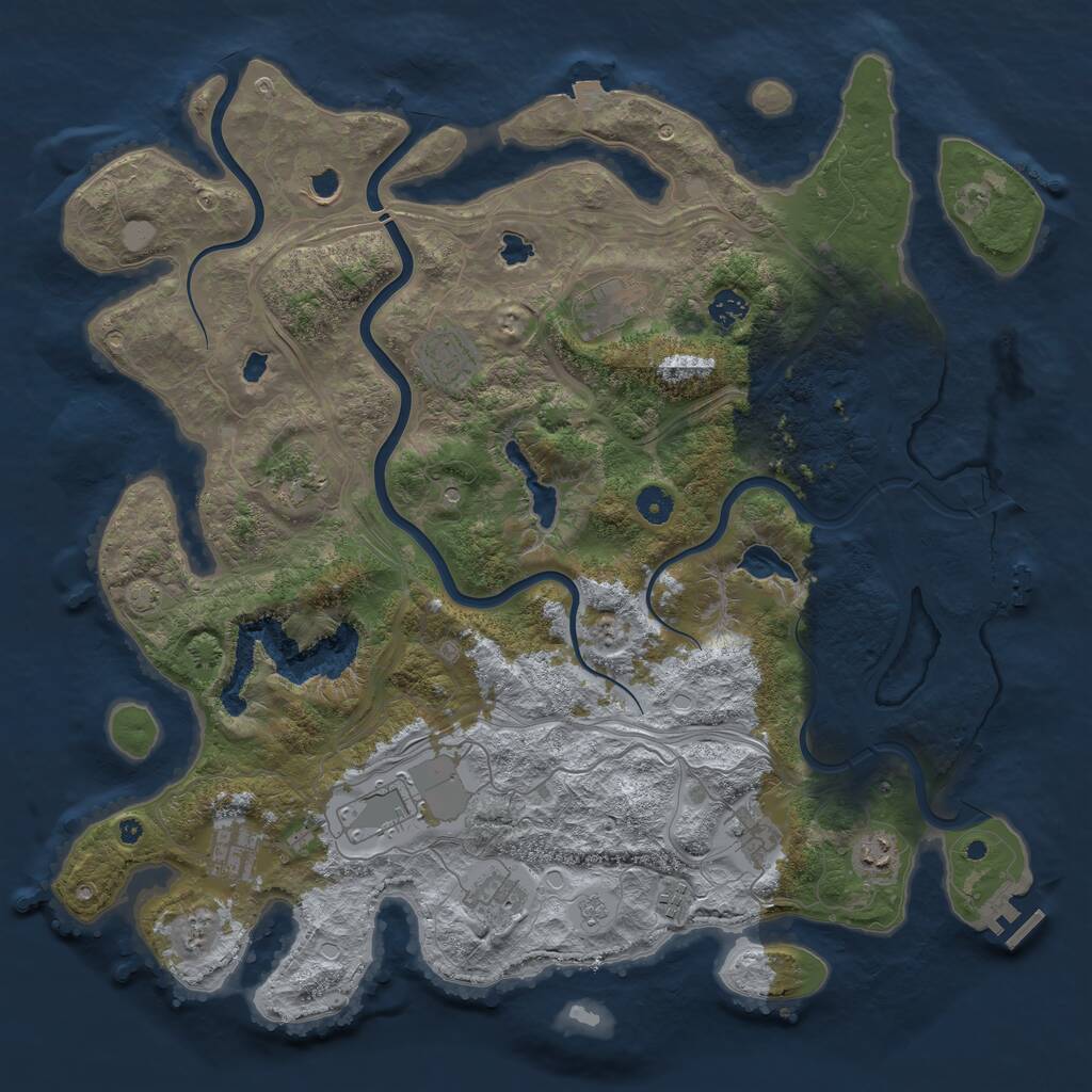 Rust Map: Procedural Map, Size: 4500, Seed: 459687078, 17 Monuments