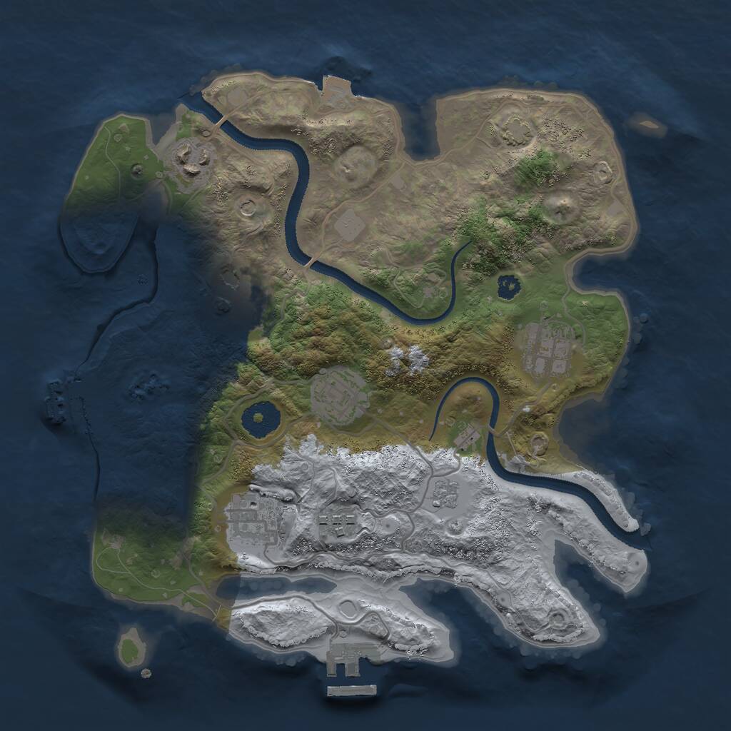 Rust Map: Procedural Map, Size: 3000, Seed: 282918908, 12 Monuments