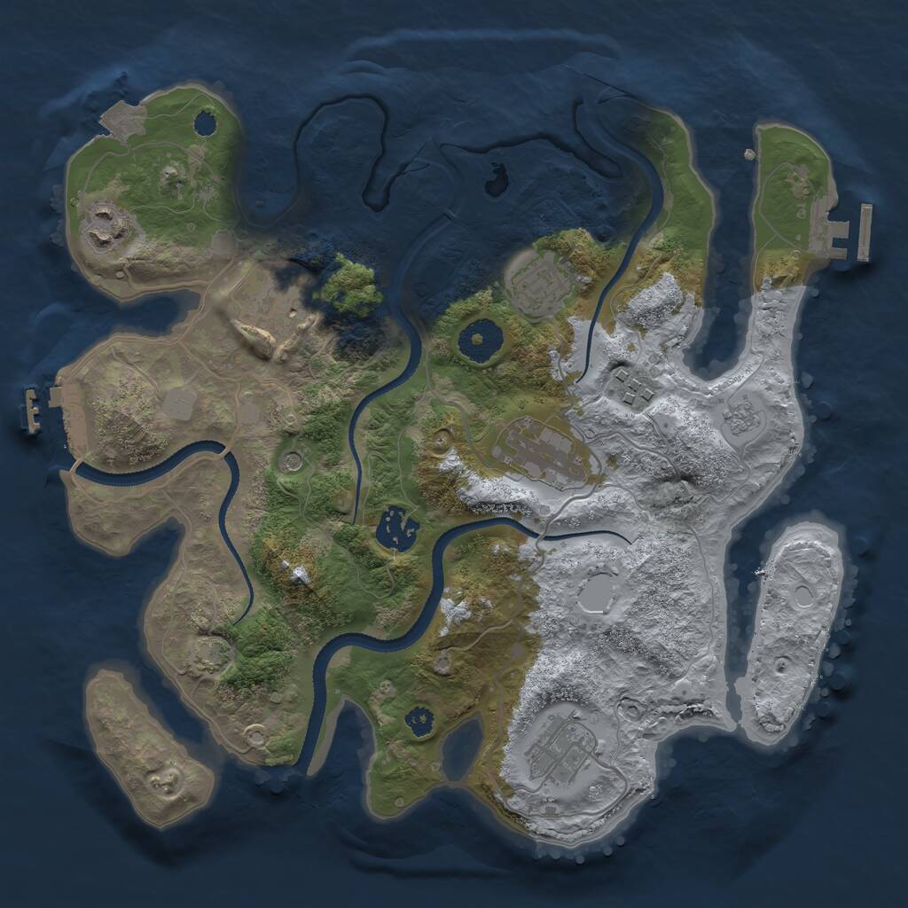 Rust Map: Procedural Map, Size: 3200, Seed: 1461272910, 13 Monuments