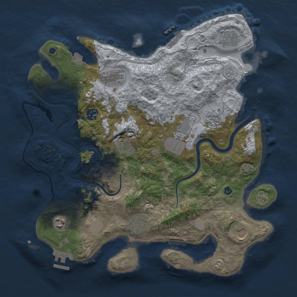 Rust Map: Procedural Map, Size: 3750, Seed: 1867741738, 17 Monuments