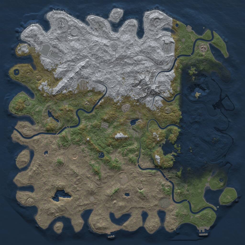 Rust Map: Procedural Map, Size: 6000, Seed: 197809247, 17 Monuments