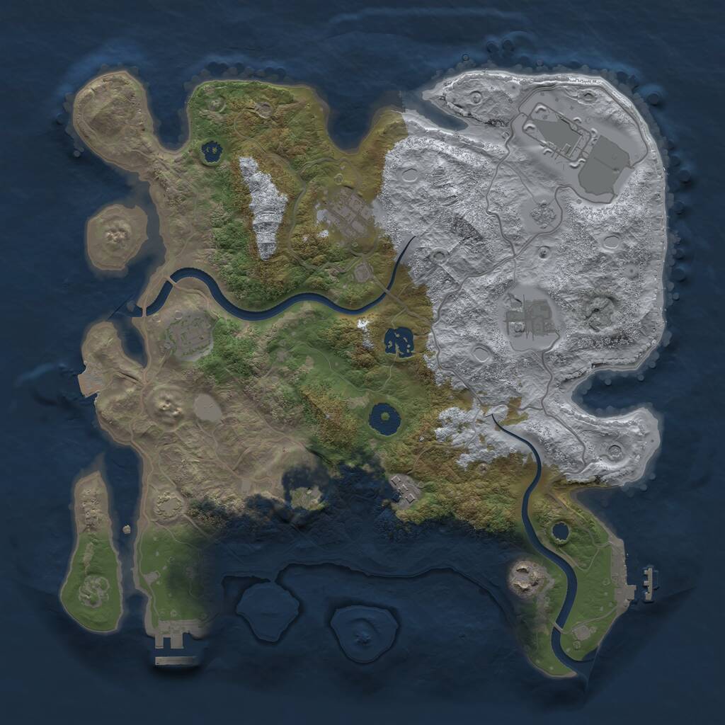 Rust Map: Procedural Map, Size: 3500, Seed: 104095229, 14 Monuments