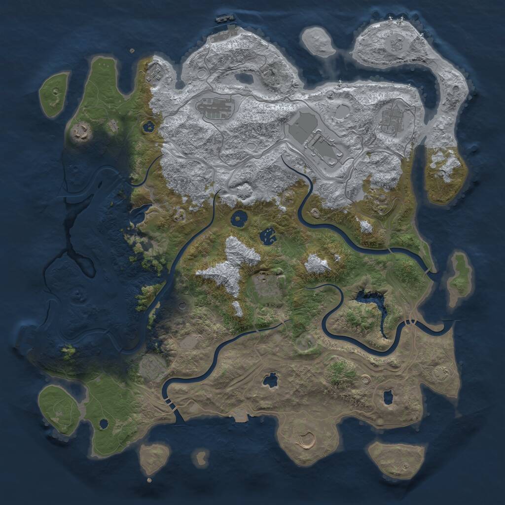 Rust Map: Procedural Map, Size: 4500, Seed: 109912353, 16 Monuments