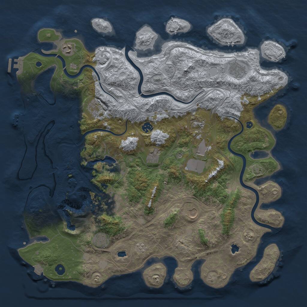 Rust Map: Procedural Map, Size: 4500, Seed: 819535094, 17 Monuments