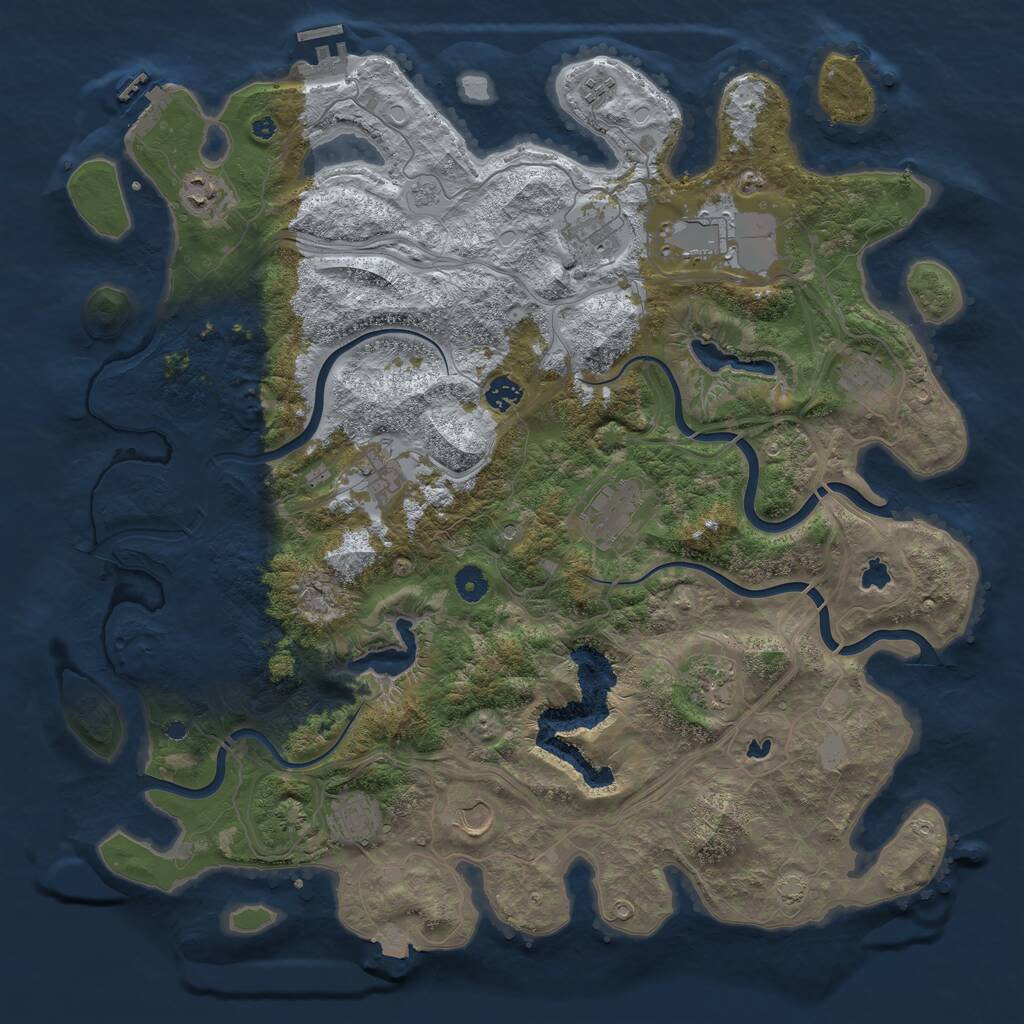 Rust Map: Procedural Map, Size: 4500, Seed: 500978612, 17 Monuments